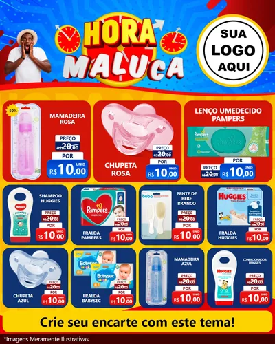 Modelo de Rede Social para Feed Instagram com o tema Hora Maluca para Bebês