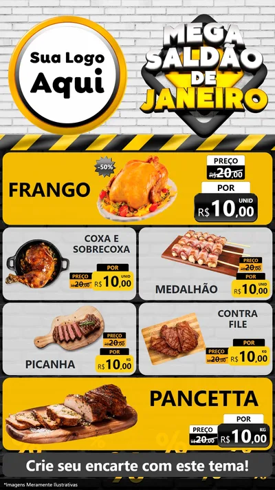 Modelo de TV para TV Vertical com o tema Mega Saldão de Janeiro para Assados