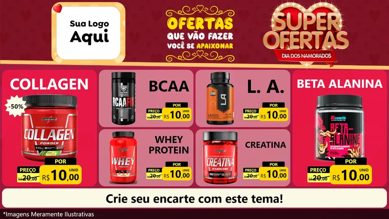Modelo de TV para TV Horizontal com o tema Dia dos Namorados para Suplementos alimentares