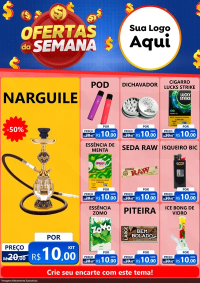 Modelo de Encarte para Encarte A4 Vertical com o tema Ofertas Da Semana para Tabacaria