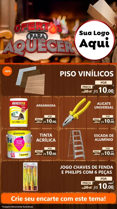 Modelo de TV para TV Vertical com o tema Ofertas Para Aquecer para Material para Construção