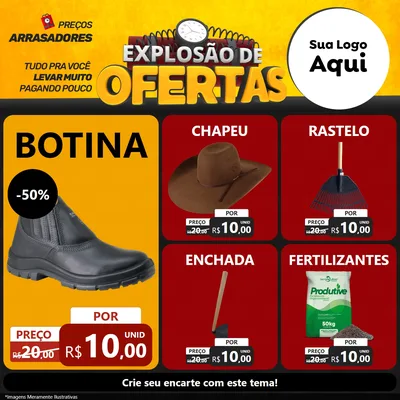 Modelo de Rede Social para Feed Facebook com o tema Explosão de Ofertas para Agropecuária