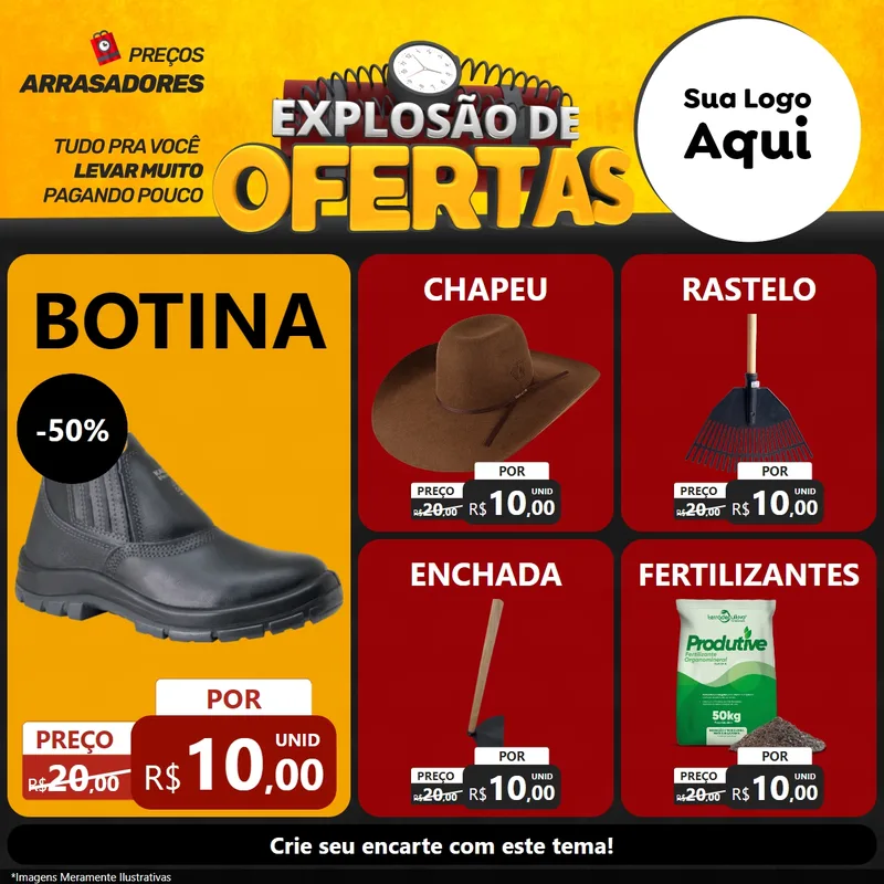 Modelo de Rede Social para Feed Facebook com o tema Explosão de Ofertas para Agropecuária