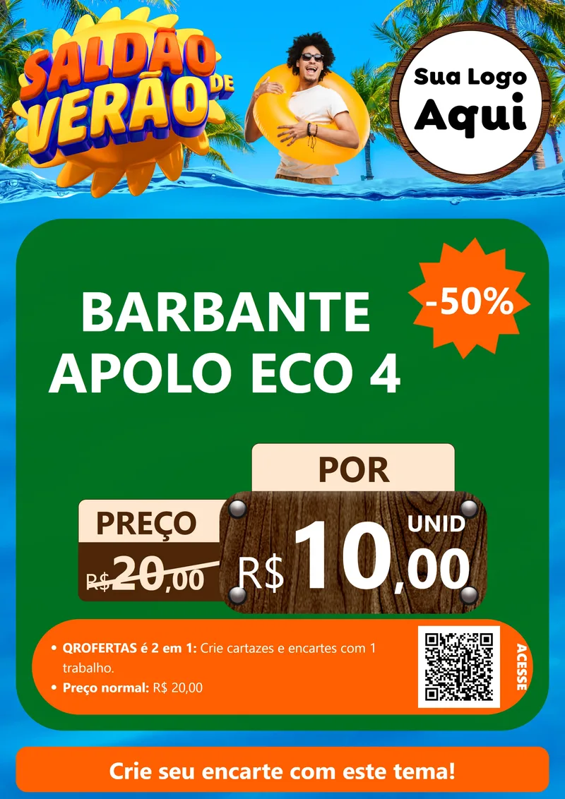 Modelo de Cartaz para Cartaz A4 Vertical com o tema Saldão de Verão para Armarinho e Aviamentos