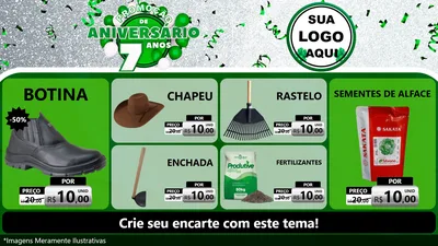 Modelo de TV para TV Horizontal com o tema Promoção de Aniversário - 7 Anos para Agropecuária