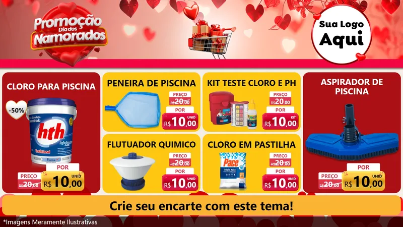 Modelo de TV para TV Horizontal com o tema Promoção Dia dos Namorados para Produtos para Piscina