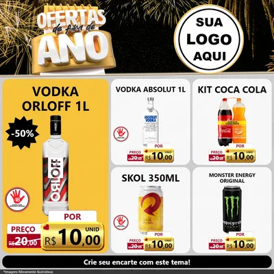 Modelo de Rede Social para Feed Facebook com o tema Ofertas de Fim de Ano para Distribuidora de bebidas