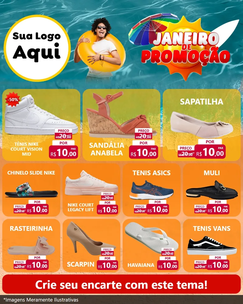 Modelo de Rede Social para Feed Instagram com o tema Janeiro de Promoção para Calçados