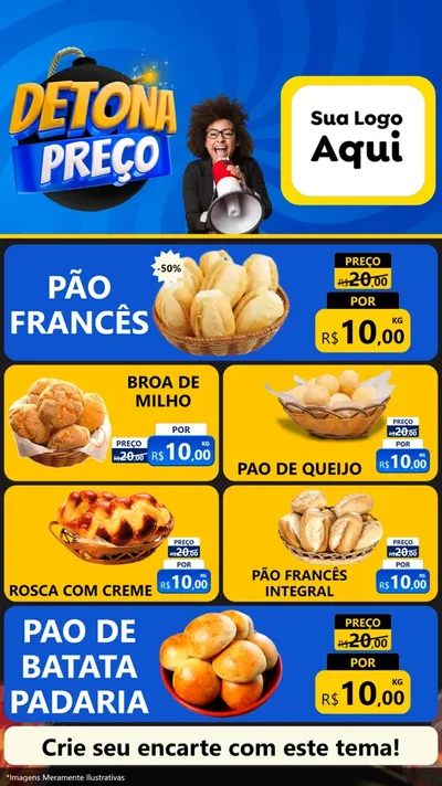 Modelo de TV para TV Vertical com o tema Detona Preços para Padaria