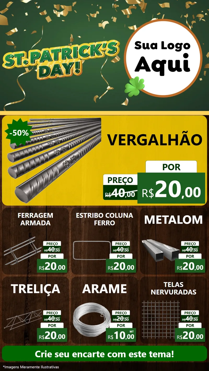 Modelo de Rede Social para Stories com o tema St Patriks Day para Ferragens