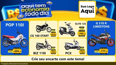 Modelo de TV para TV Horizontal com o tema Aqui Tem Economia Todo Dia para Concessionaria de Motos