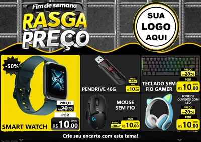 Modelo de Encarte para Encarte A4 Horizontal com o tema Fim de Semana Rasga Preço para Informática