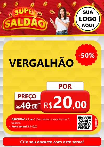 Modelo de Cartaz para Cartaz A4 Vertical com o tema Super Saldão para Ferragens