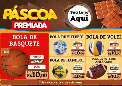 Modelo de Encarte para Encarte A4 Horizontal com o tema Páscoa Premiada para Artigos Esportivos