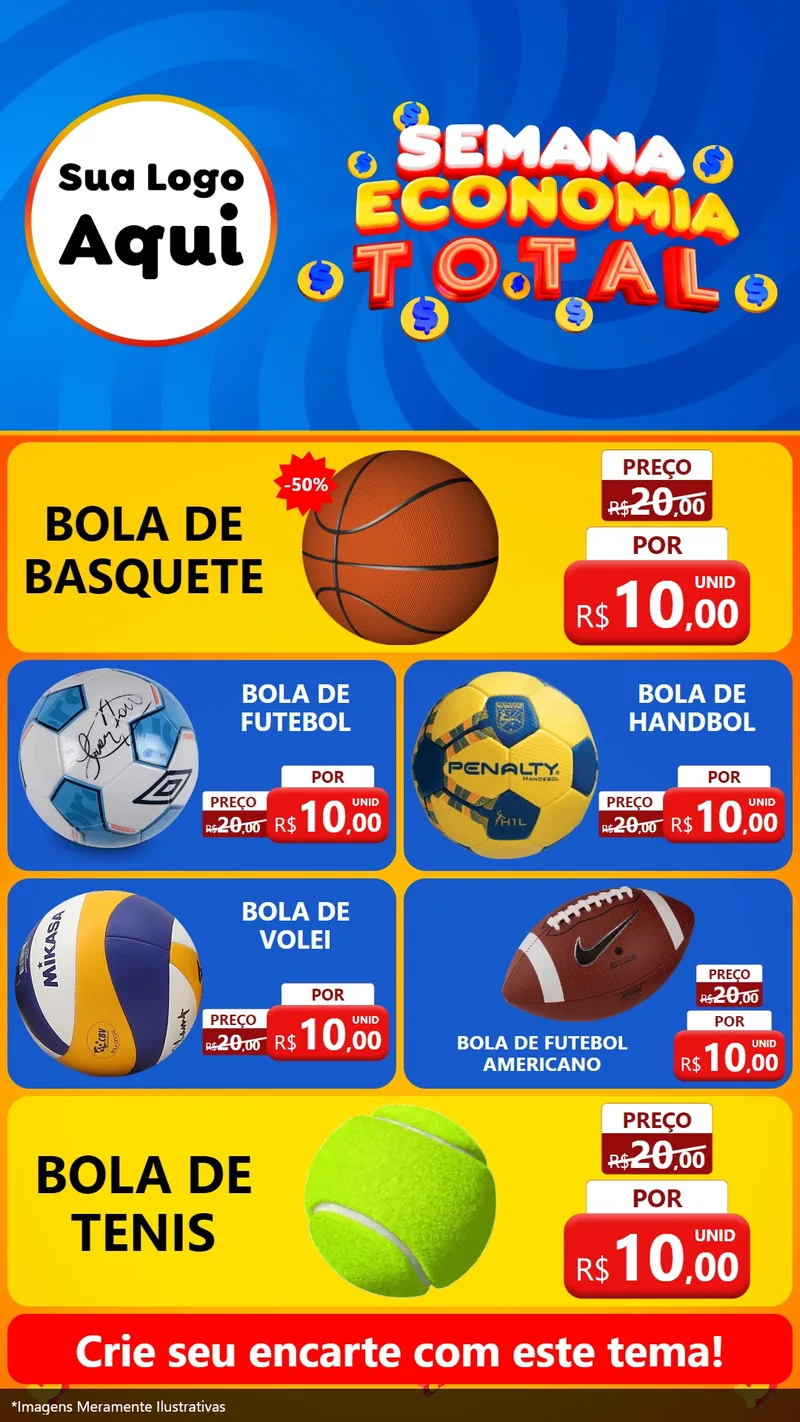 Modelo de TV para TV Vertical com o tema Semana Economia Total para Artigos Esportivos