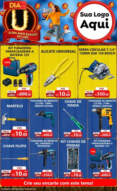 Modelo de Encarte para Encarte Grande com o tema Dia U - O Dia Mais Barato Do Mês para Maquinas e Ferramentas