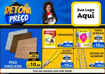 Modelo de Encarte para Encarte A4 Horizontal com o tema Detona Preços para Material para Construção