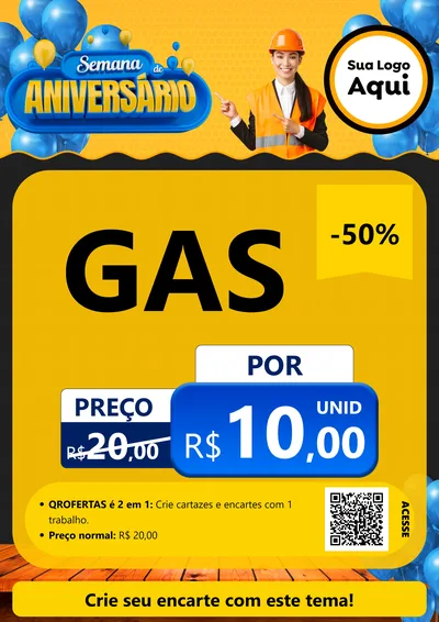 Modelo de Cartaz para Cartaz A4 Vertical com o tema Semana de Aniversário para Água e gás