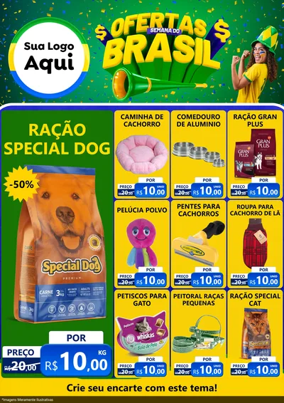 Modelo de Encarte para Encarte A4 Vertical com o tema Ofertas Semana do Brasil para Pet Shop