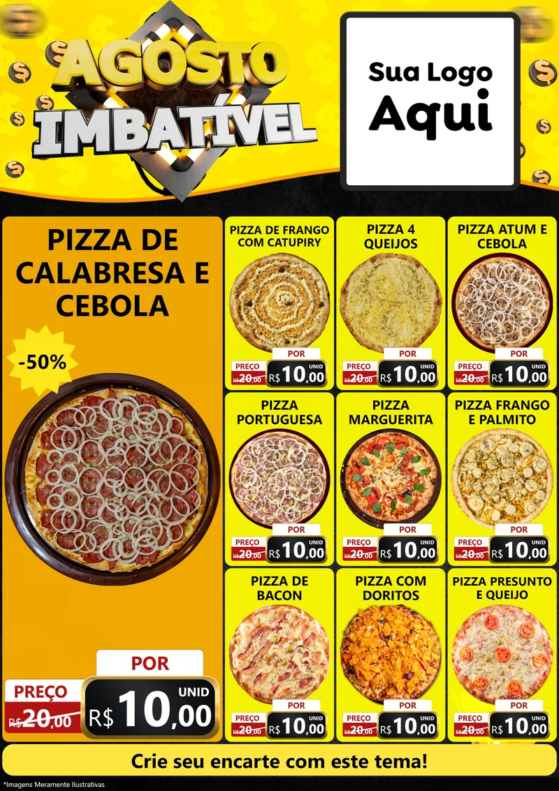 Modelo de Encarte para Encarte A4 Vertical com o tema Agosto Imbatível para Pizzaria