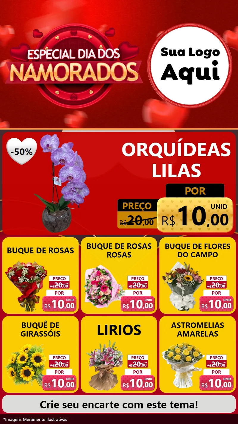 Modelo de Rede Social para Stories com o tema Especial Dia Dos Namorados para Floricultura e jardim