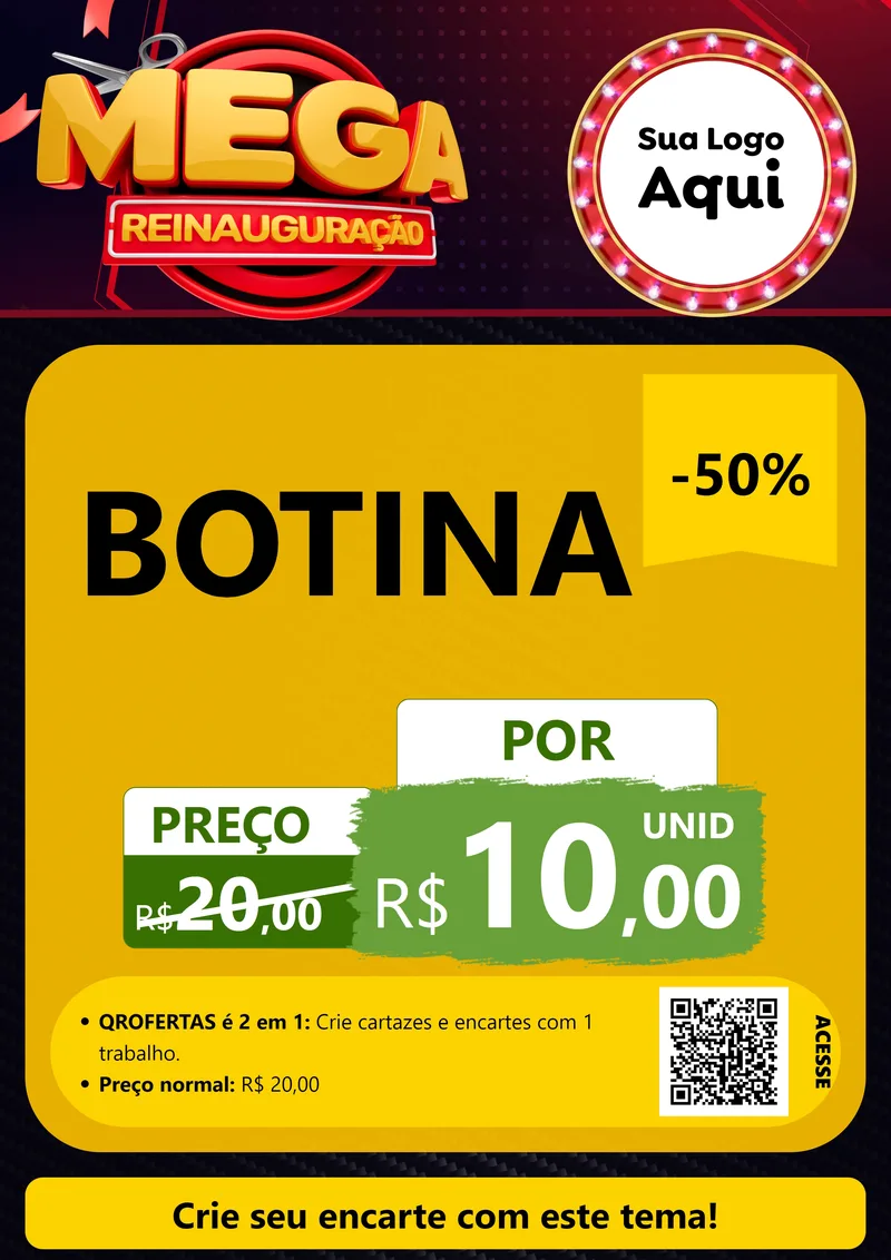 Modelo de Cartaz para Cartaz A4 Vertical com o tema Mega Reinauguração para Agropecuária