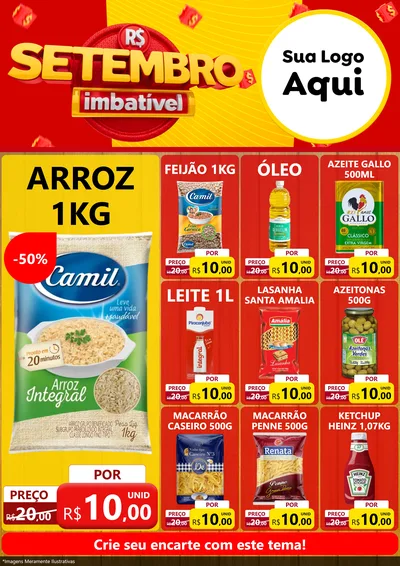 Modelo de Encarte para Encarte A4 Vertical com o tema Setembro Imbatível para Supermercado