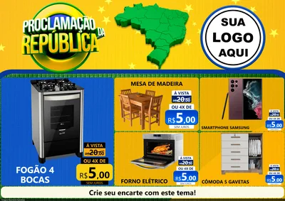 Modelo de Encarte para Encarte A4 Horizontal com o tema Proclamação da República para Móveis e Eletro