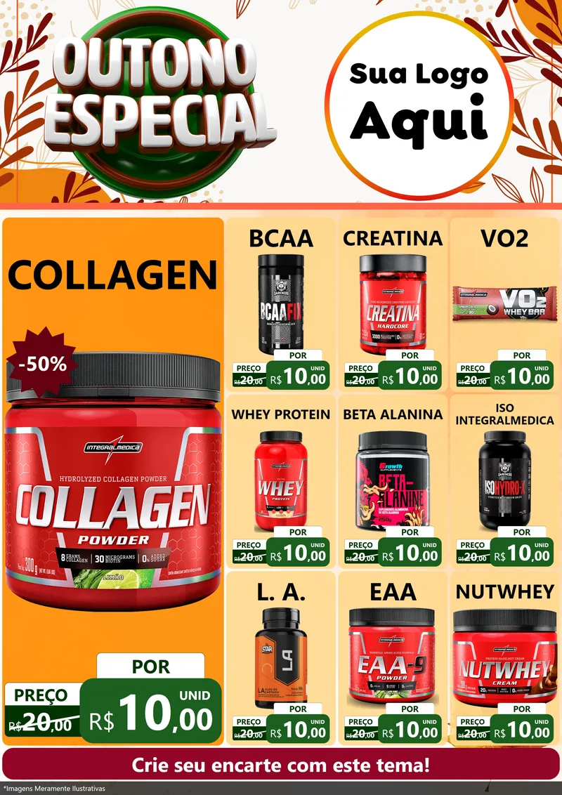 Modelo de Encarte para Encarte A4 Vertical com o tema Outono Especial para Suplementos alimentares