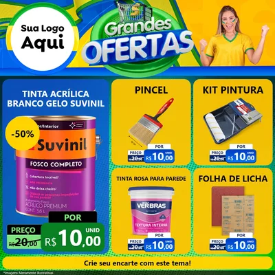 Modelo de Rede Social para Feed Facebook com o tema Grandes Ofertas para Tintas e Ferramentas