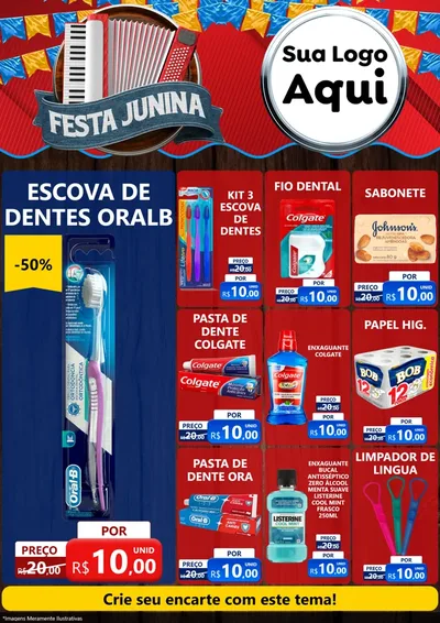 Modelo de Encarte para Encarte A4 Vertical com o tema Festa Junina para Higiene Pessoal