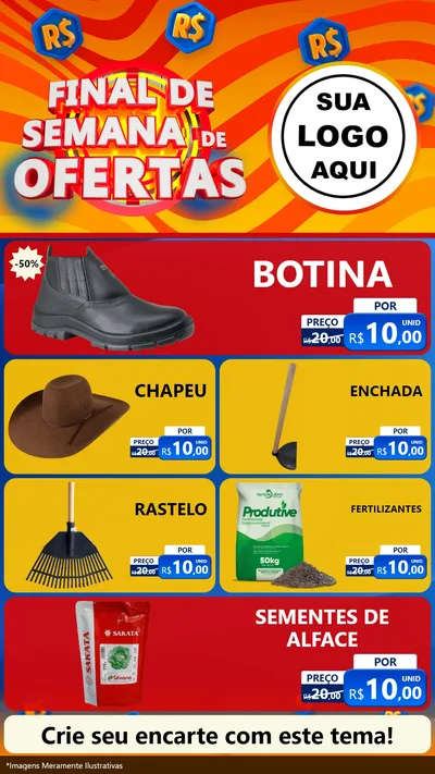 Modelo de TV para TV Vertical com o tema Final de Semana de Ofertas para Agropecuária
