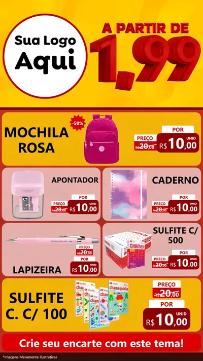Modelo de TV para TV Vertical com o tema A Partir de Um e Noventa e Nove - 1,99 para Papelaria