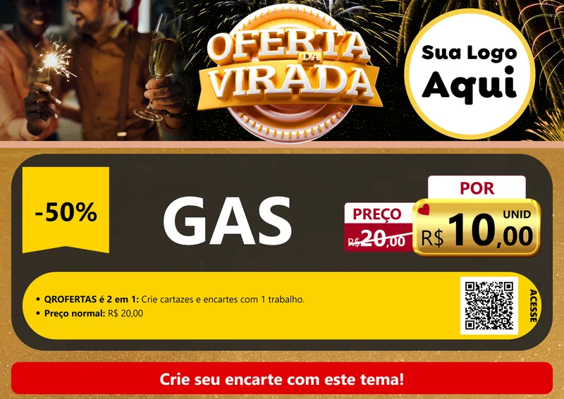Modelo de Cartaz para Cartaz A4 Horizontal com o tema Oferta da Virada para Água e gás