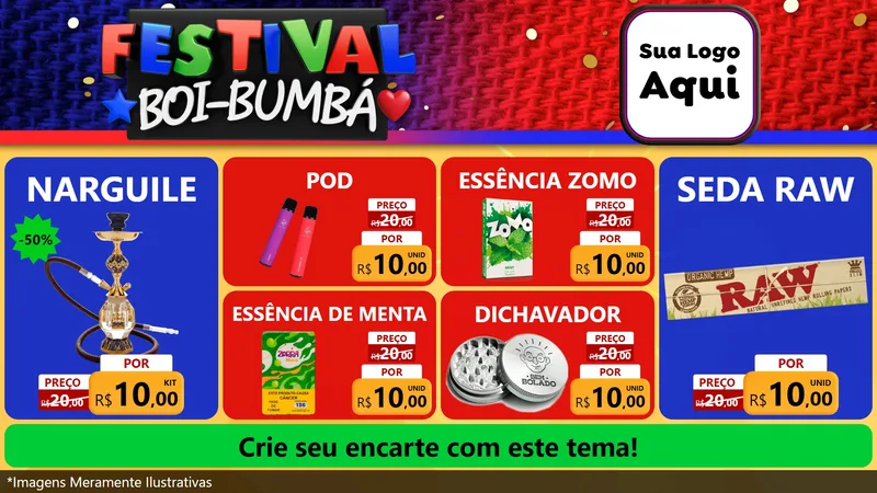 Modelo de TV para TV Horizontal com o tema Festival Boi-Bumbá para Tabacaria