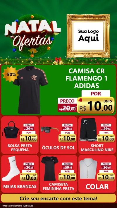 Modelo de Rede Social para Stories com o tema Natal de Ofertas para Roupas e acessórios