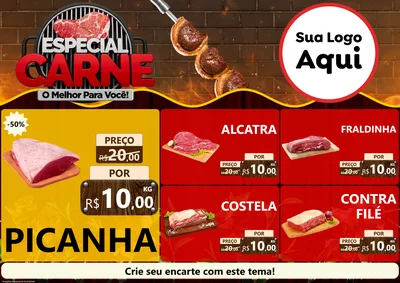Modelo de Encarte para Encarte A4 Horizontal com o tema Especial da Carne - O melhor para você! para Açougue