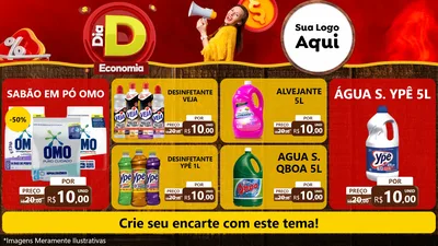Modelo de TV para TV Horizontal com o tema Dia D Economia para Produtos de Limpeza