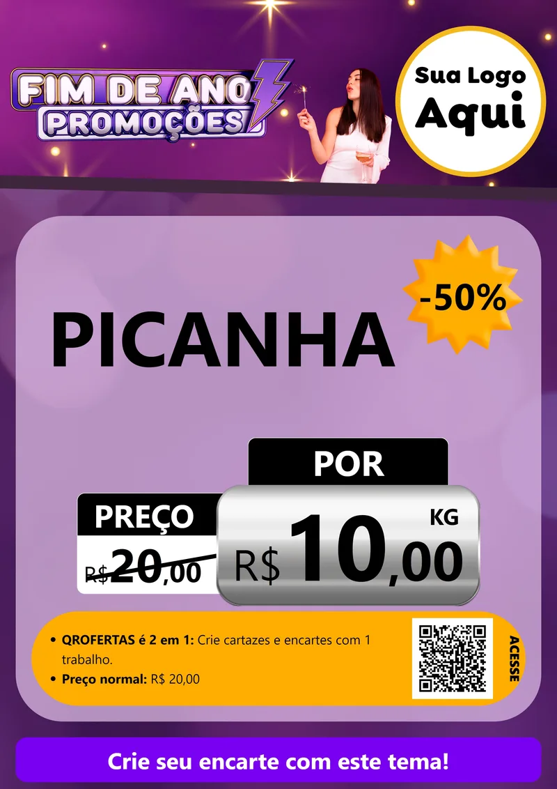 Modelo de Cartaz para Cartaz A4 Vertical com o tema Fim de Ano Promoções para Açougue