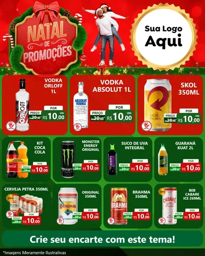 Modelo de Rede Social para Feed Instagram com o tema Natal de Promoções para Distribuidora de bebidas