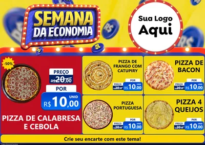 Modelo de Encarte para Encarte A4 Horizontal com o tema Semana da Economia para Pizzaria