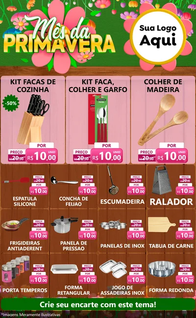 Modelo de Encarte para Encarte Grande com o tema Mês da Primavera para Utilidades Domésticas