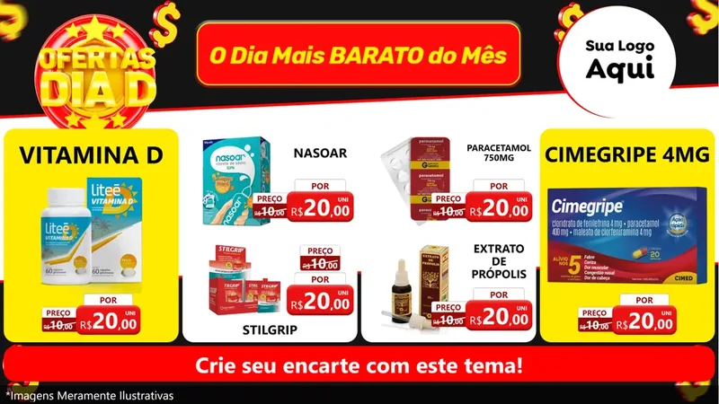 Modelo de TV para TV Horizontal com o tema Dia D para Farmácia