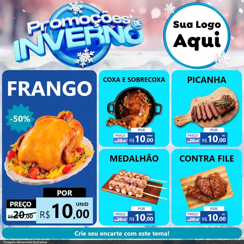 Modelo de Rede Social para Feed Facebook com o tema Promoções de Inverno para Assados