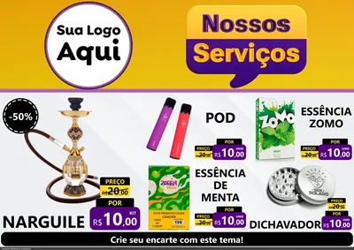 Modelo de Encarte para Encarte A4 Horizontal com o tema Nossos Serviços para Tabacaria