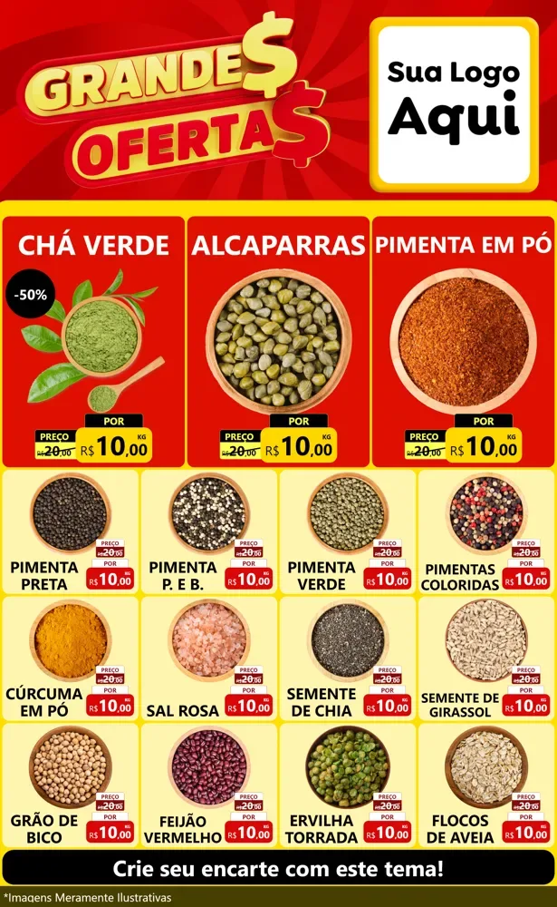 Modelo de Encarte para Encarte Grande com o tema Grandes Ofertas para Produtos Naturais