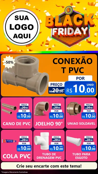 Modelo de Rede Social para Stories com o tema Black Friday para Tubos e conexões