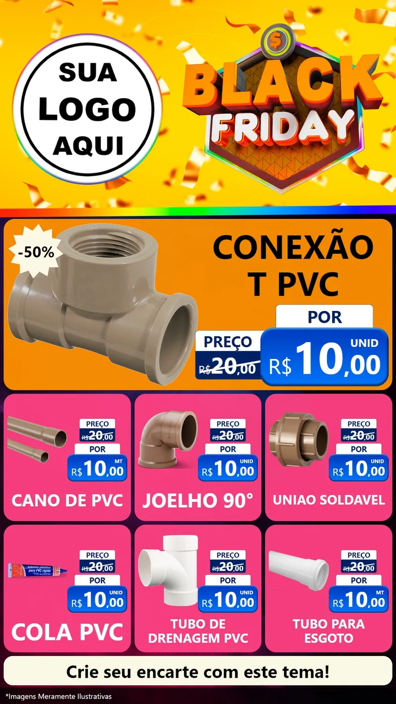 Modelo de Rede Social para Stories com o tema Black Friday para Tubos e conexões
