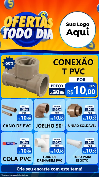 Modelo de Rede Social para Stories com o tema Ofertas Todo Dia para Tubos e conexões