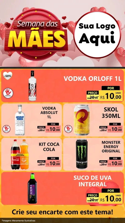 Modelo de TV para TV Vertical com o tema Semana das Mães para Distribuidora de bebidas